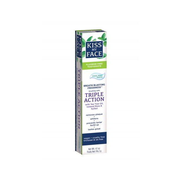 Kiss My Face Toothpaste - Triple Action Herbal Mint Gel Fluoride Free (4.5 oz)