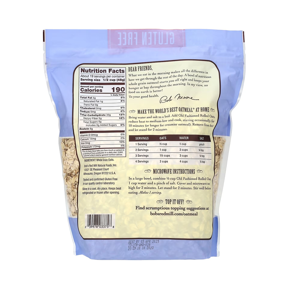 Bob's Red Mill Gluten Free Old Fashioned Rolled Oats (907g)