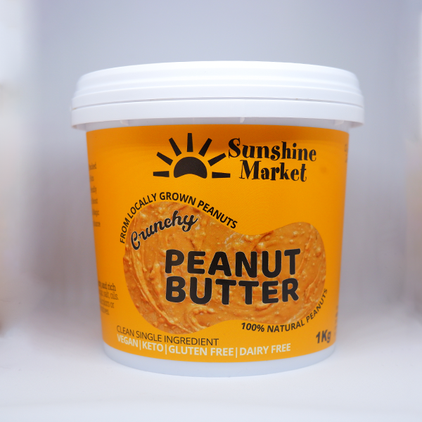 Sunshine Market Crunchy Peanut Butter 1kg jar, all-natural spread, Bangkok Thailand