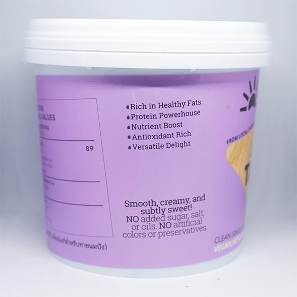 Sunshine Market Tahini 1kg back label, single-ingredient sesame spread