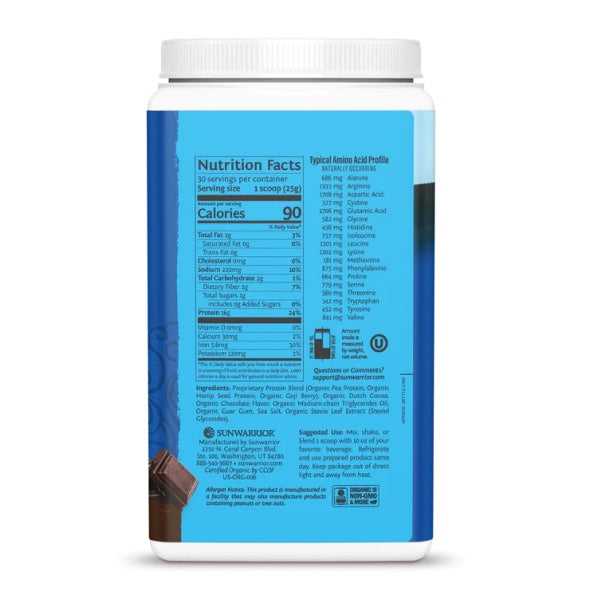 Sunwarrior Organic Warrior Blend - Chocolate (750g)