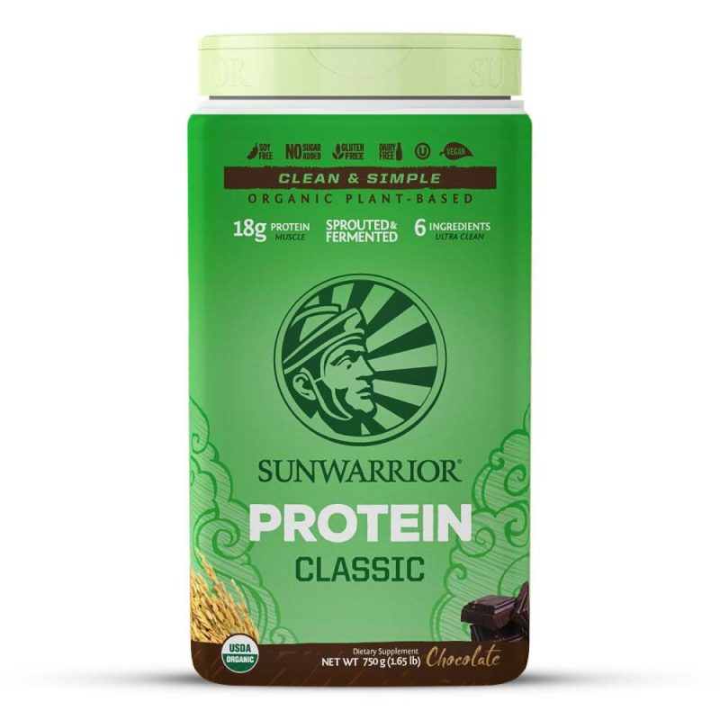 Sunwarrior Classic Protein Chocolate 750g vegan brown rice protein powder