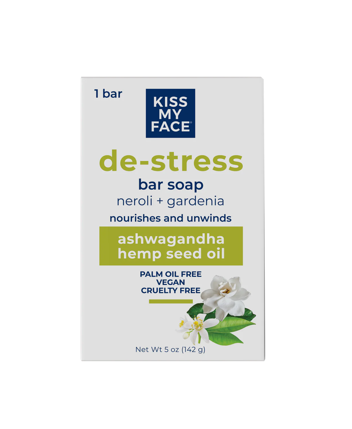 Kiss My Face De-Stress Bar Soap - Neroli + Gardenia (142g)