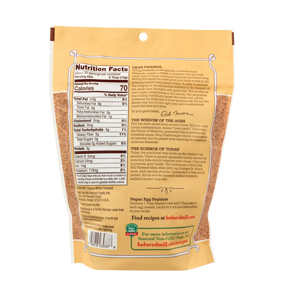 Bob's Red Mill Organic Gluten Free Brown Flaxseed Meal(453g)
