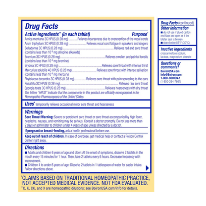 Boiron Homeopathic Medicines - ThroatCalm (60 Meltaway tablets)