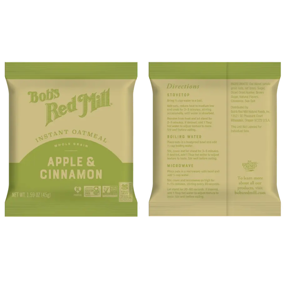 Bob's Red Mill Gluten Free Apple Pieces and Cinnamon Instant Oatmeal Sachets (6 Packets)