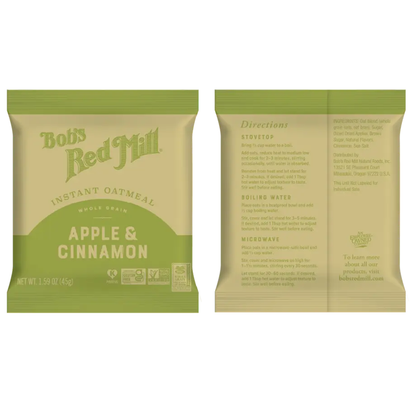 Bob's Red Mill Gluten Free Apple Pieces and Cinnamon Instant Oatmeal Sachets (6 Packets)