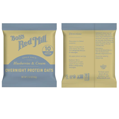 Bob's Red Mill Blueberries & Cream Overnight Instant Protein Oats (4 Packets)