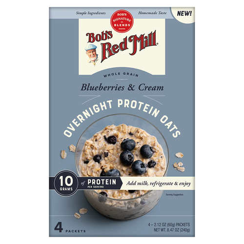 Bob's Red Mill Blueberries & Cream Overnight Instant Protein Oats (4 Packets)