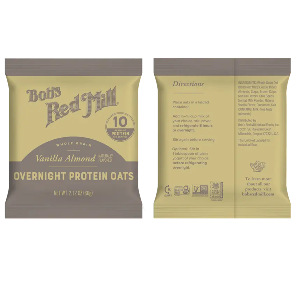 Bob's Red Mill Vanilla Almond Overnight Protein Oats (4 Packets)