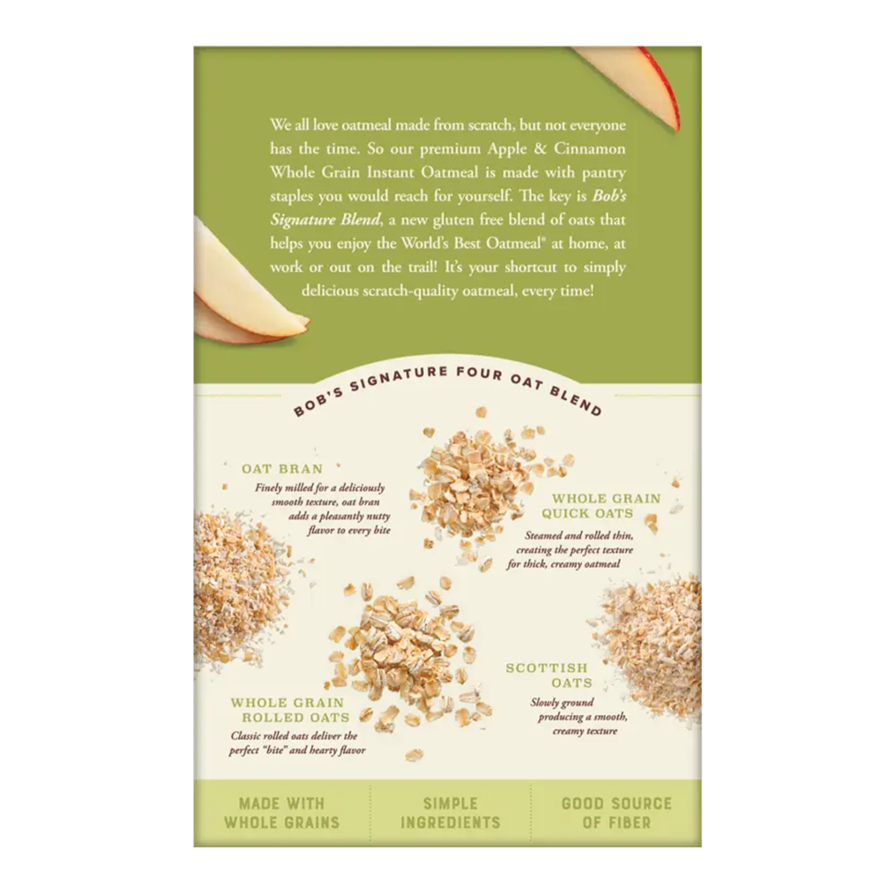 Bob's Red Mill Gluten Free Apple Pieces and Cinnamon Instant Oatmeal Sachets (6 Packets)