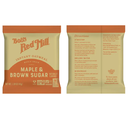 Bob's Red Mill Gluten Free Brown Sugar Maple Instant Oatmeal Sachets (6 Packets)