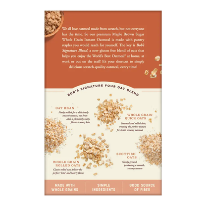 Bob's Red Mill Gluten Free Brown Sugar Maple Instant Oatmeal Sachets (6 Packets)