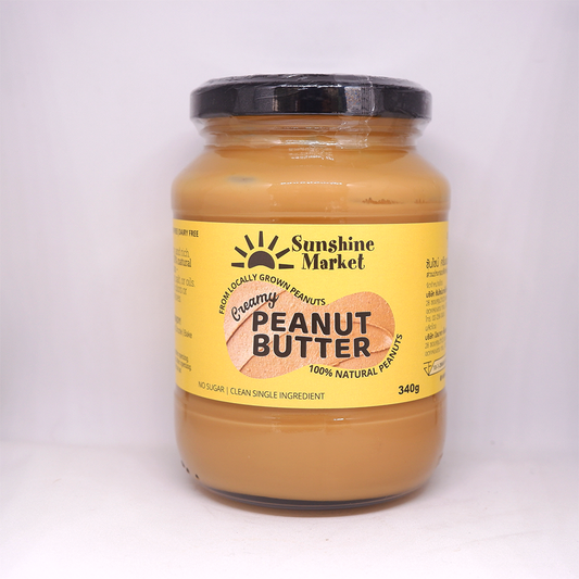 Stone-ground creamy peanut butter made in Bangkok from 100% Thai peanuts — Sunshine Market 340g