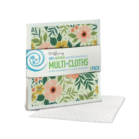 EcoLiving 100% Natural Biodegradable Multi-Cloths (3 pack)