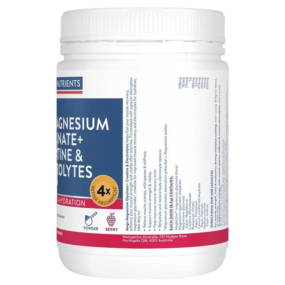Ethical Nutrients Mega Magnesium Glycinate+ Creatine & Electrolytes Powder (500g)