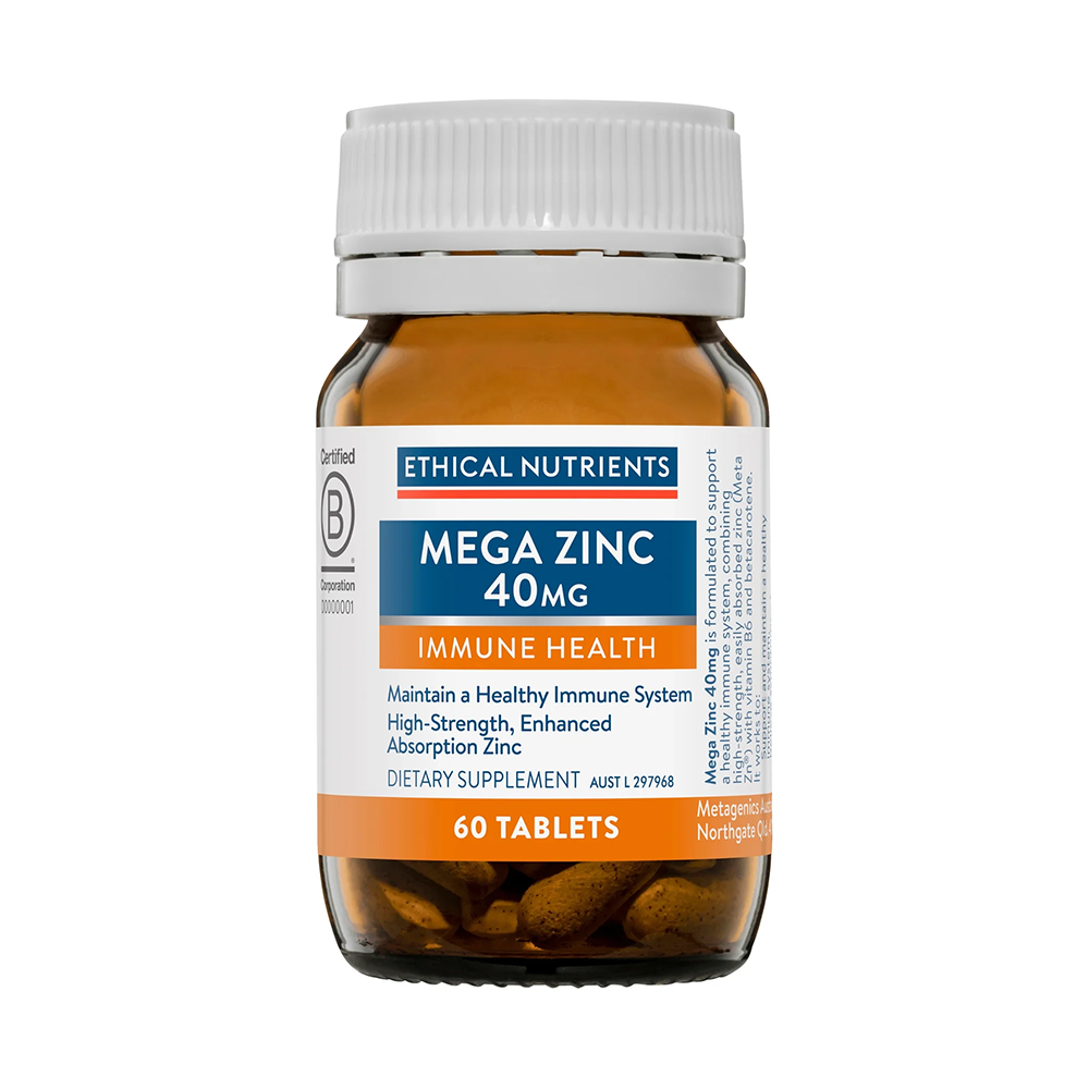 Ethical Nutrients Mega Zinc 40mg (60 Tablets)