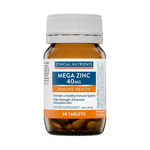 Ethical Nutrients Mega Zinc 40mg (60 Tablets)