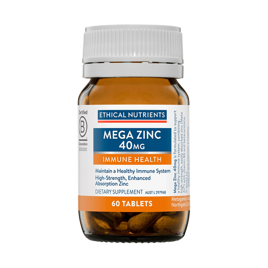 Ethical Nutrients Mega Zinc 40mg (60 Tablets)