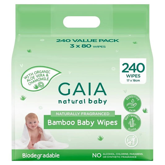 GAIA Bamboo Baby Wipes (240 wipes)