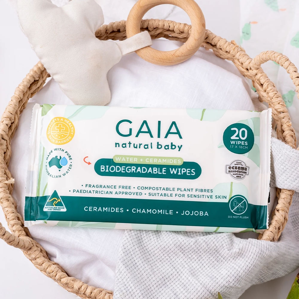 GAIA ผ้าเช็ดทำความสะอาดสำหรับเด็กสูตรน้ำจากพืช (80 แผ่น)