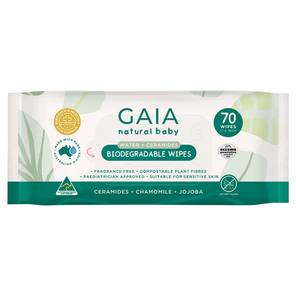 GAIA ผ้าเช็ดทำความสะอาดสำหรับเด็กสูตรน้ำจากพืช (80 แผ่น)