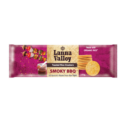 Lanna Valley Toasted Rice Crackers - Smoky BBQ (100g)