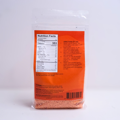 .Sunshine Market Organic Red Lentils - Masoor Dal (450g)