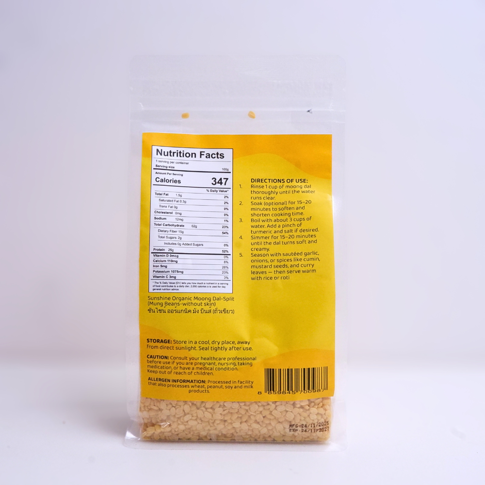 .Sunshine Market Organic Mung Bean - Without skin (450g)