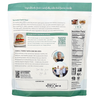 One Degree Organic Foods - Organic Sprouted Spelt Flour (907g)