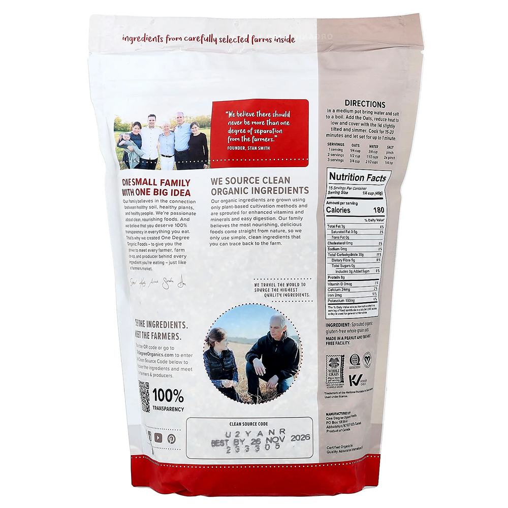 One Degree Organic Foods - Organic Sprouted Steel Cut Oats (680)