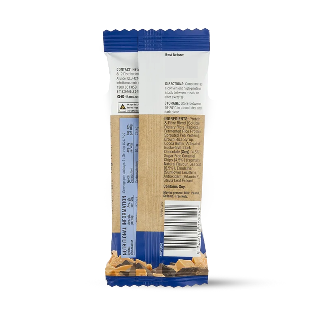 Amazonia RAW Plant Protein Bar Salted Caramel Choc Crisp (40g)