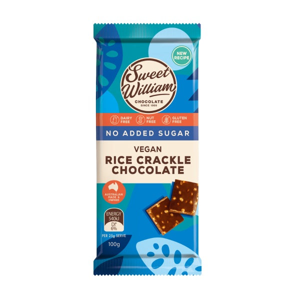 Sweet William Vegan Rice Crackle Chocolate (100g)