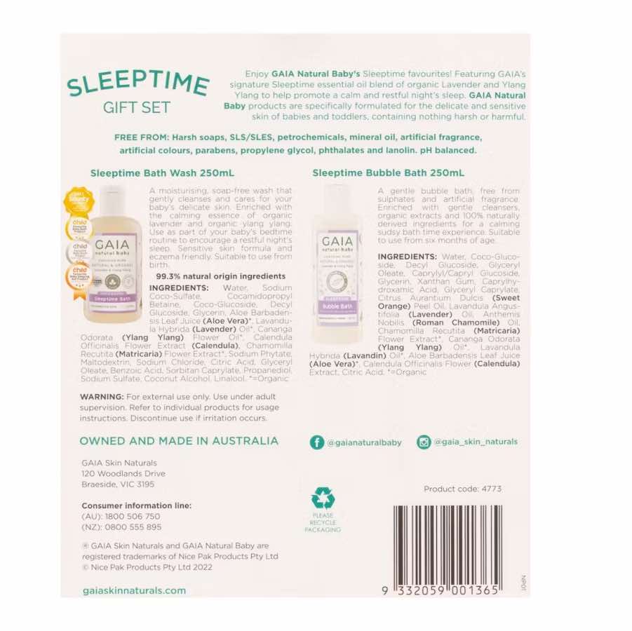 ชุดของขวัญ GAIA Natural Baby Sleep Time 2 ชิ้น