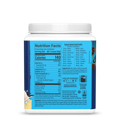 Sunwarrior Organic Protein for Performance with BCAAs - Vanilla (503.8g)