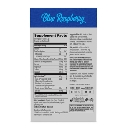 Sunwarrior - Sport Active Hydration - Blue Raspberry - 18 sachets (7 grams) per sachet