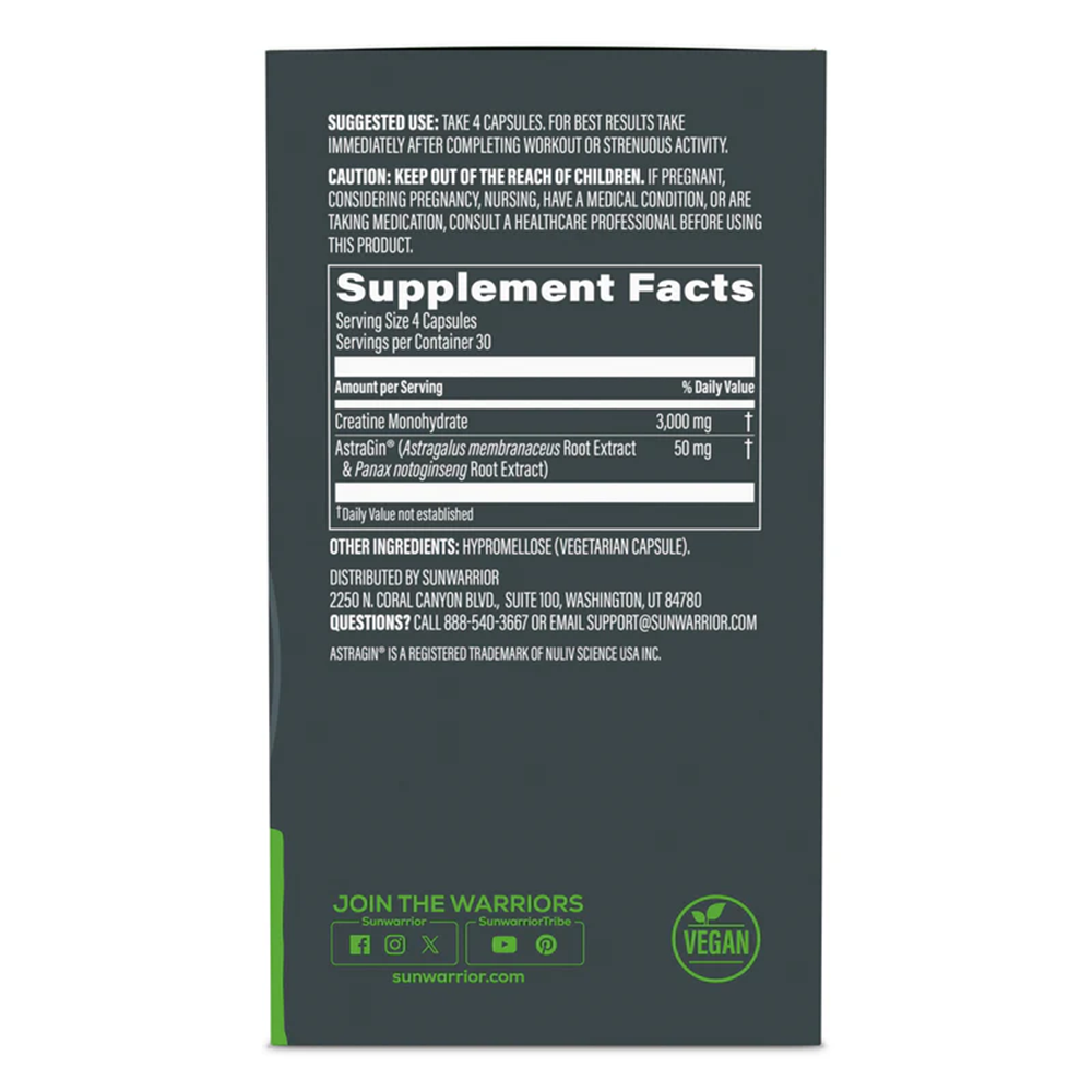 Sunwarrior Active Creatine 3000 + Astragin (120 Vegan Capsules)