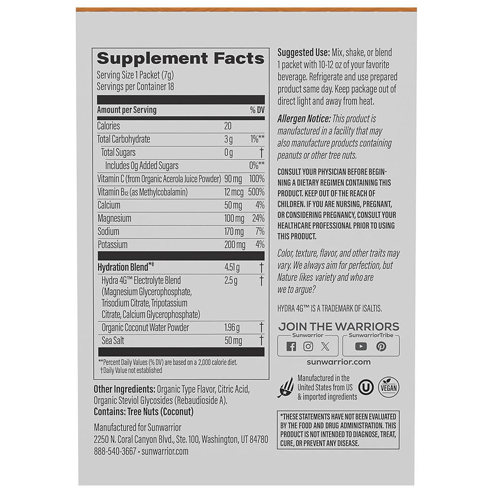 Sunwarrior - Sport Active Hydration - Juicy Pineapple - 18 sachets (7 grams) per sachet