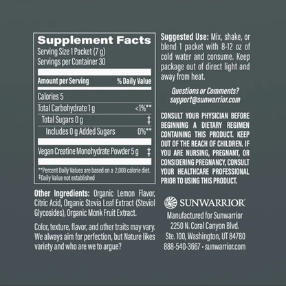 Sunwarrior Active Creatine 30 Sticks - Lemonade