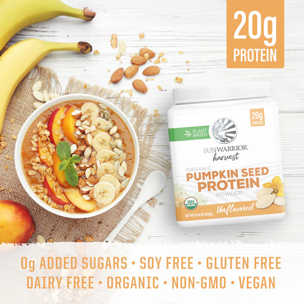 Sunwarrior Organic Pumpkin Seed Protein - Unflavored (450g)