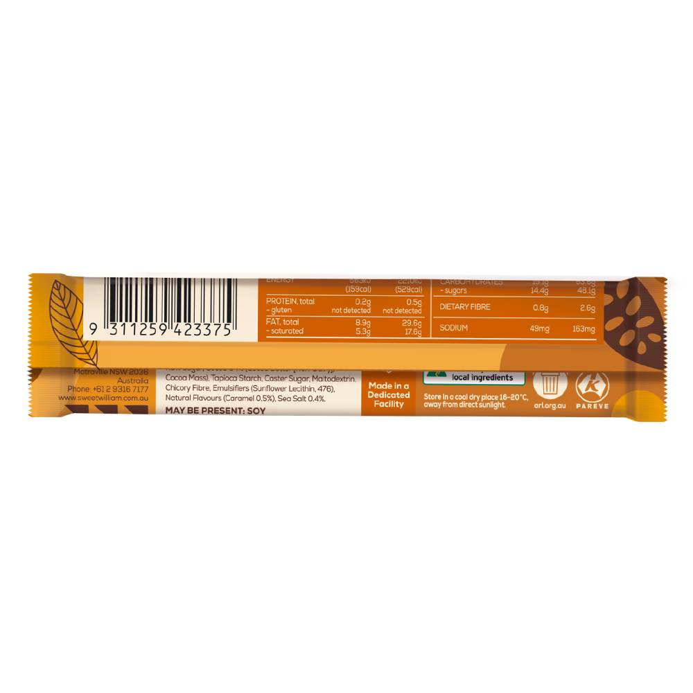 Sweet William Salted Caramel Mylk Chocolate Bar (30g)