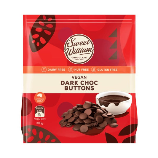 Sweet William Vegan Dark Chocolate Baking Buttons (300g)