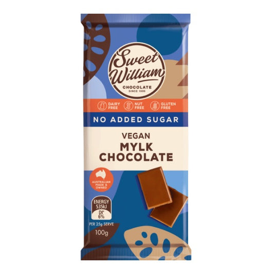 Sweet William Vegan Mylk Chocolate - No Added Sugar  (100g)