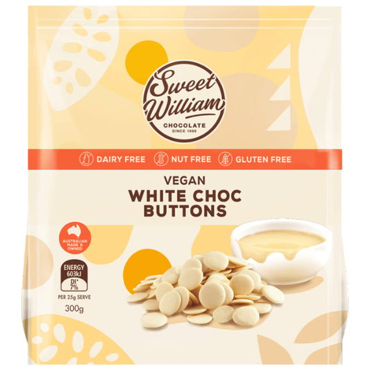 Sweet William Vegan White Chocolate Baking Buttons (300g)